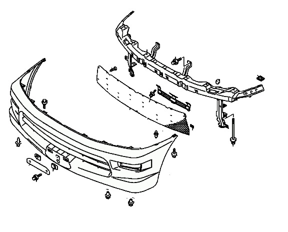 scheme of fastening of front bumper Mitsubishi SPACE GEAR (L400)